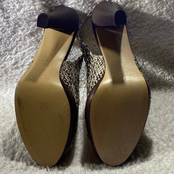Via Condotti Women's Size 8.5 Slingback Heels Brown Tweed Peach Pompoms - Picture 8 of 12